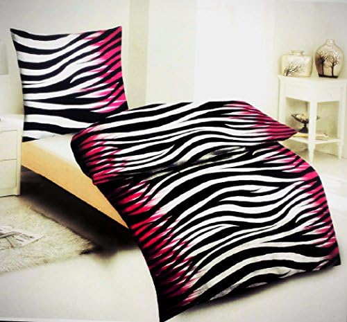 4-Piece Microfibre Bed Linen Set Including Duvet Cover 155 x 220 cm 2x Pillow 80X80CMTOP Quality New Animal Print Stripe Black White Pink Zebra Africa Zebra Modern Classic & Elegant 4-piece set 155 x 220 cm