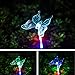HCTro Solar Garden Lights, Crystal Upper Stake with Built in Multi Color Changing 3 LED, Hummingbird Butterfly Dragonfly, Solar Powered Lights, Outdoor Solar Lights for Patio Yard Fairy, 3 Pack
