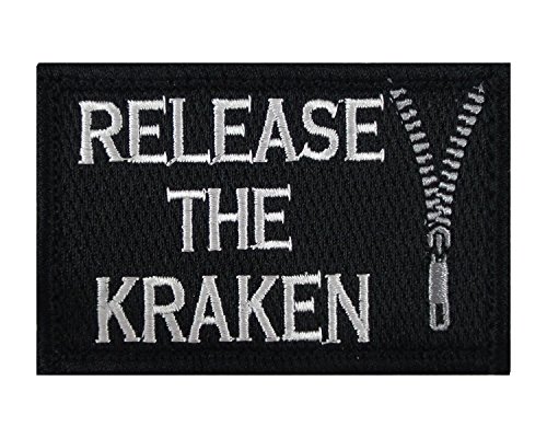 Release The Kraken Hook and Loop Patch Morale Tags Fully Embroidered (Black and White)