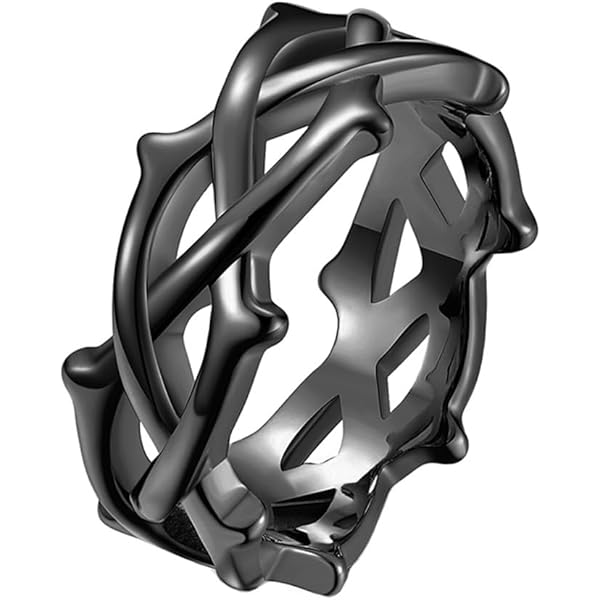 WOYNJI Stainless Steel Tree Vine Branch Crown of Thorn Lucky Ring