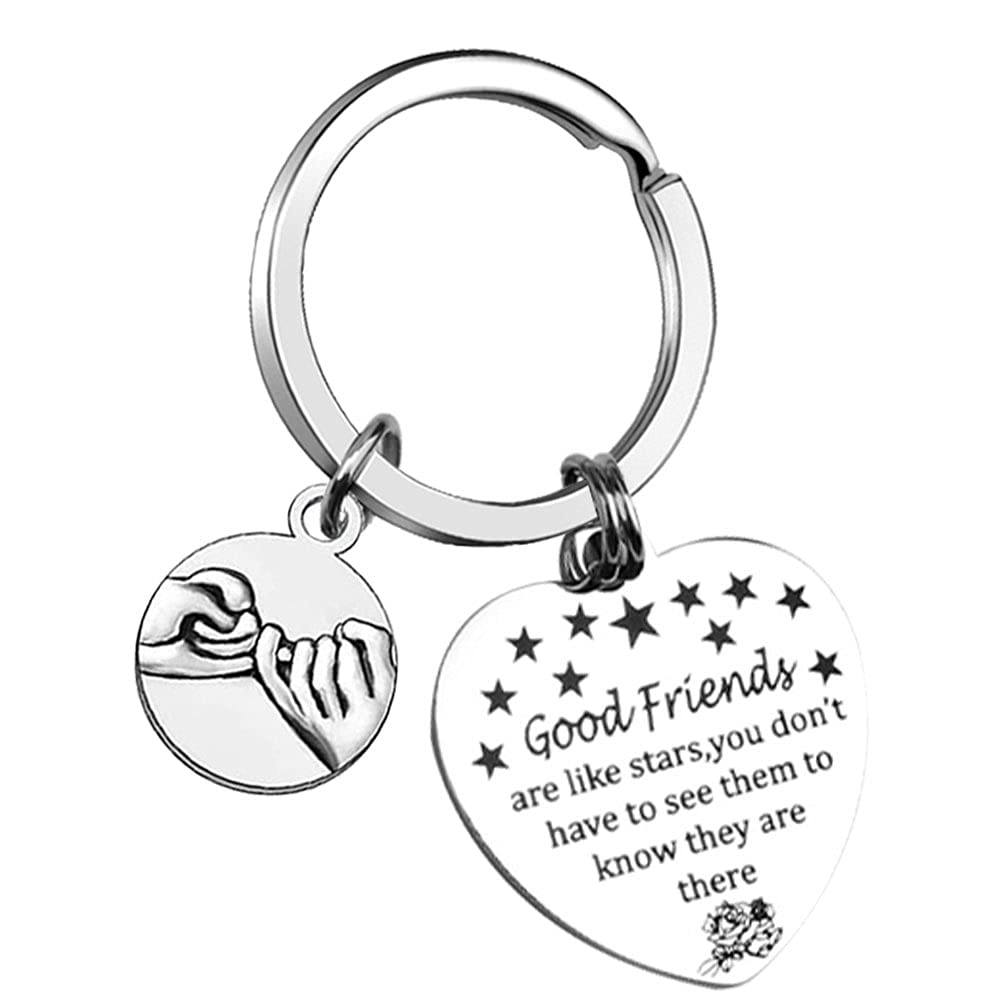 nuoshen Best Friends Keychain,Good Friend are Like Stars Keyring Friendship Keychain Women Birthday Graduation Gifts