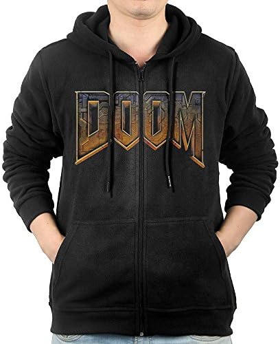 Man Science Fiction Game Doom 3 Full Zip Hooded Sweatshirt Pullover
