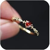 Red Heart Birthstone Rings for Women, 925 Sterling Silver Ruby CZ January Birthstone Rings for Her Engagement Promise Rings for Her Eternity Wedding Band Valentines Jewelry Birthday Bridesmaid Gifts