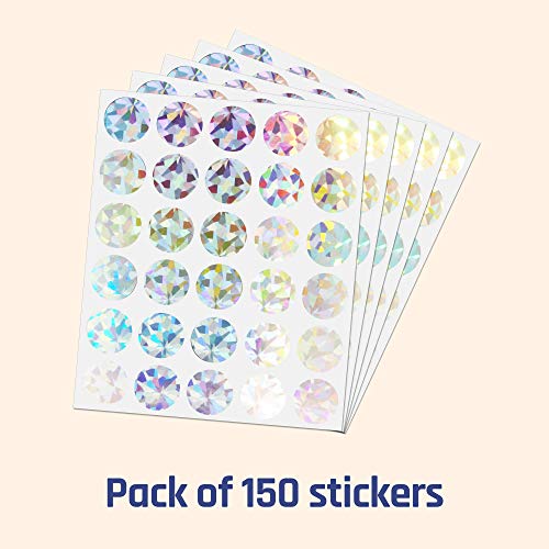 150 Pack, 1" Holographic Shiny Scratch Off Stickers Labels Round