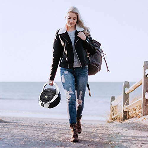 Axess Top-Loading Portable Boombox CD/MP3 USB-Charging MP3 Playback AM/FM Radio Cassette Player, and Recorder Boombox Home Audio, Aux, Headphone (Silver/Black) - Thumbnail 7