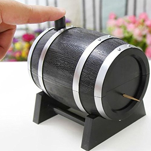 Miklan Toothpick Box Container Dispenser Holder Wine Barrel Automatic Plastic