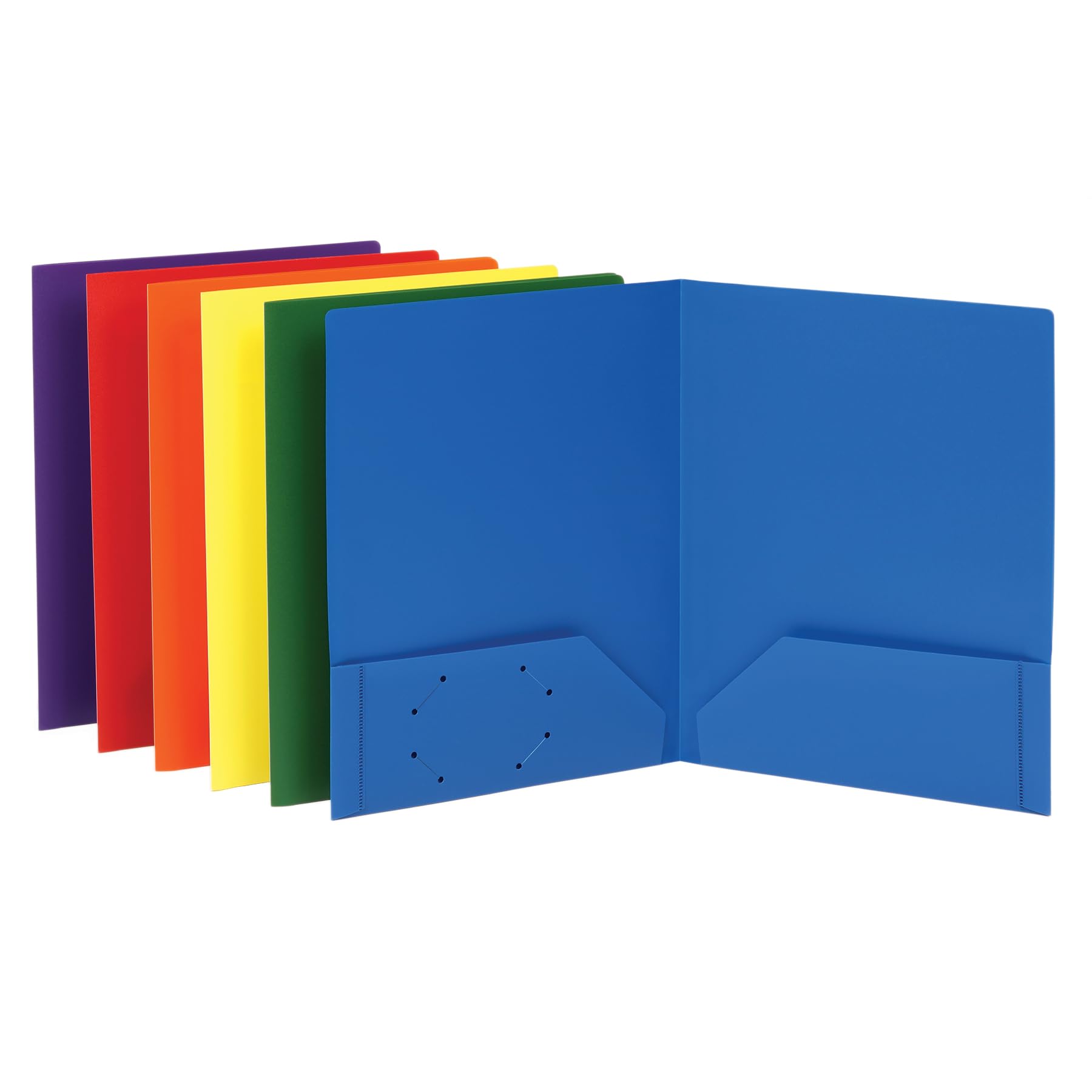 Oxford Folders with Pockets, Durable Plastic, Two Pocket Folders, Assorted Colors, 6 per Pack (15187)