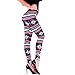 Ensasa Womens Autumn Winter Snowflake Graphic Printed Stretchy Leggings Pants, Black Red Flake Small