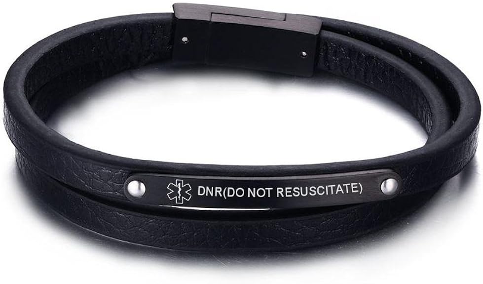 VNOX DNR(DO NOT RESUSCITATE) Medical Alert ID Bracelet Double Wrap
