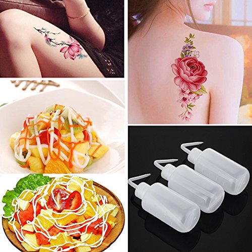 4 Packs 250ml Wash Bottle Plastic Tattoo Wash Bottle Green Soap Bottle Squeeze Diffuser Bottle Food Dispensers Salad Jam Bottle