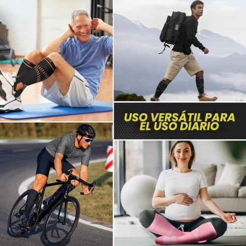 CAMBIVO Compression Socks Women Men 2 Pairs, Compression Socks 15-20 mmHg, Varicose Veins Compression Stockings, High Socks, for Sport, Running, Airplane, Cycling, Hiking, Nurse