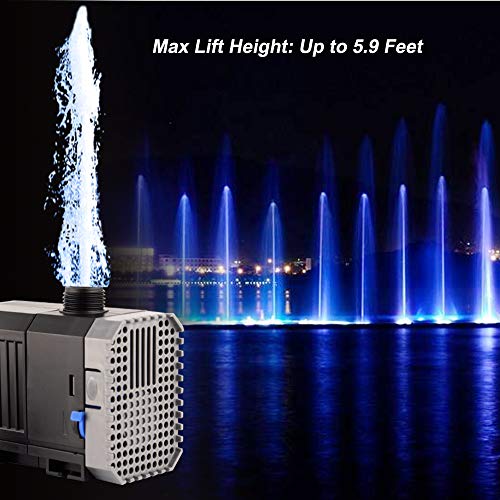 YCTECH 25W 400GPH Submersible Pump for Aquarium, Fish Tank, Pond, Fountains, Statuary, Hydroponics, Aquaponics
