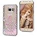 S7 Case, Samsung Galaxy S7 Case - Flowing Liquid Floating Bling Glitter Sparkle Pink Love Hearts Hard PC Cover Cute Creative Design with Stylus Pen Dust Plug HD Screen Protector by Badalink