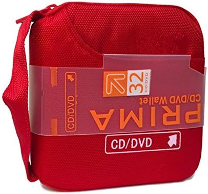 Ksmxos 32 Disc CD/DVD Portable Wallet CD Case Bag Storage Organizer Holder Protective DVD Storage Home Office and Travel - Red