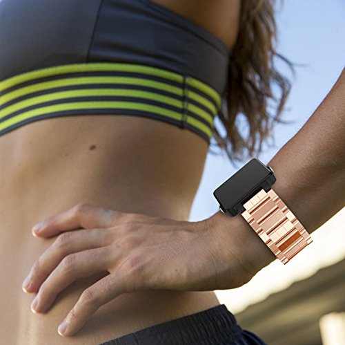 Garmin Vivoactive Acetate Watch Band, MoreToys Stainless Steel Replacement Wristband Bracelet Strap for Garmin Vivoactive Acetate Sports GPS Smart Watch (Rose Gold) - Thumbnail 4