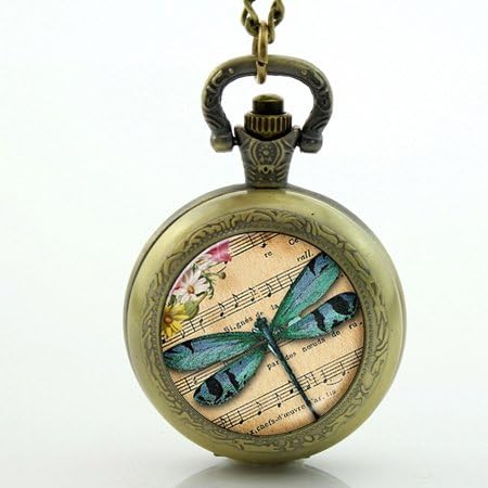 Steampunk Clock Pocket Watch Necklace Vintage Steampunk Butterfly Pocket Watch Steampunk Dragonfly Watch Jewelry