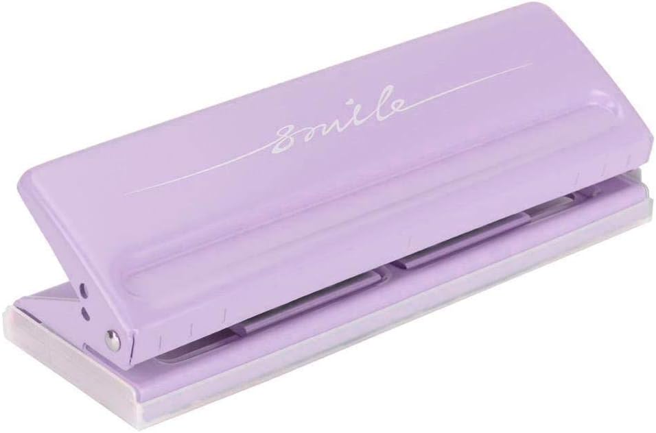 Adjustable 6-Hole Paper Punch Desktop Puncher Lightweight Hole Puncher A5 A6 A7 Loose-Leaf Ring Binder Diaries Inserts Pages for School Office, Purple