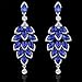 Leaf Laminated Blue Wedding Dangle Earrings for Women or Bridesmaids Bling Earring, Austrain Crystal Earrings For Girl or Bride M&M Jewelry (Blue) minmin