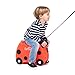 Trunki Ride-On Kids Suitcase | Tow-Along Toddler Luggage | Carry-On Cute Bag with Wheels | Kids Luggage and Airplane Travel Essentials: Harley Ladybug Red