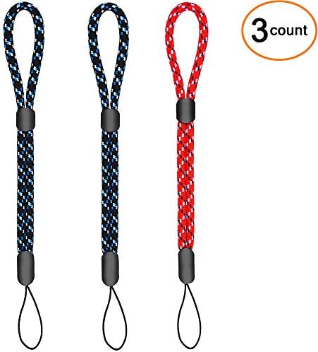 Wrist Lanyard Hand Strap, 3 Pieces Adjustable Mini Wristlet for Smartphone Camera Flashlight USB Flash Drive Key Remote Controller Blue Red