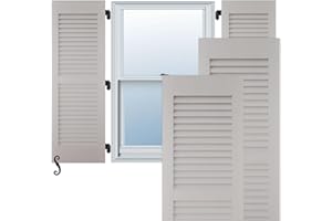 EKENA MILLWORK 18"W x 55"H Americraft Two Equal Louver Exterior Real Wood Shutters (Per Pair), Primed