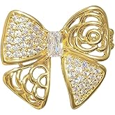 Unique Rhinestone Bow Knot Lapel Shawl Brooch Pin for Women Girls - Sparkly Crystal Ribbon Bowknot Corsage Brooches Sweater Hat Dress Suit Badge Pins Cute Christmas Birthday Jewelry Clothes Decoration