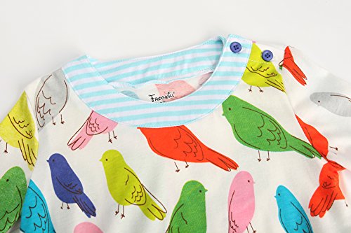 Frogwill Girls Long Sleeve Striped Jersey Casual Dresses Tunics 18M-8Y (7T, Bird) - Thumbnail 3