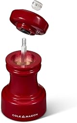 Cole & Mason Hoxton Red Gloss Salt Mill 10cm Beech Wood Ceramic Grinder view 7