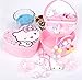 Cute Heart-shaped Hello Kitty Jewelry Storage Box 2 Layer with Adorable Faux Pearl Girl Hairpin & Accessory 10-piece Set