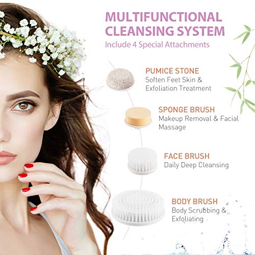 Facial Brush, Body Skin Cleansing System, Spin Brush for Face & Body Deep Cleansing, Gentle Exfoliator, Skin Care Electric Massager/Scrubber