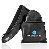 Riverberry Women's Anna Foldable Travel Ballet Flat Shoes /w Matching Carrying Case