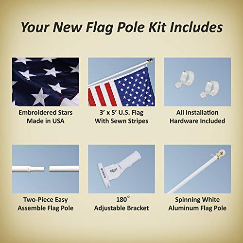 Allied Flag American Home Nylon 3 by 5-Feet US Flag Set with 5-Feet Spinning Flag Pole (Certified Refurbished)