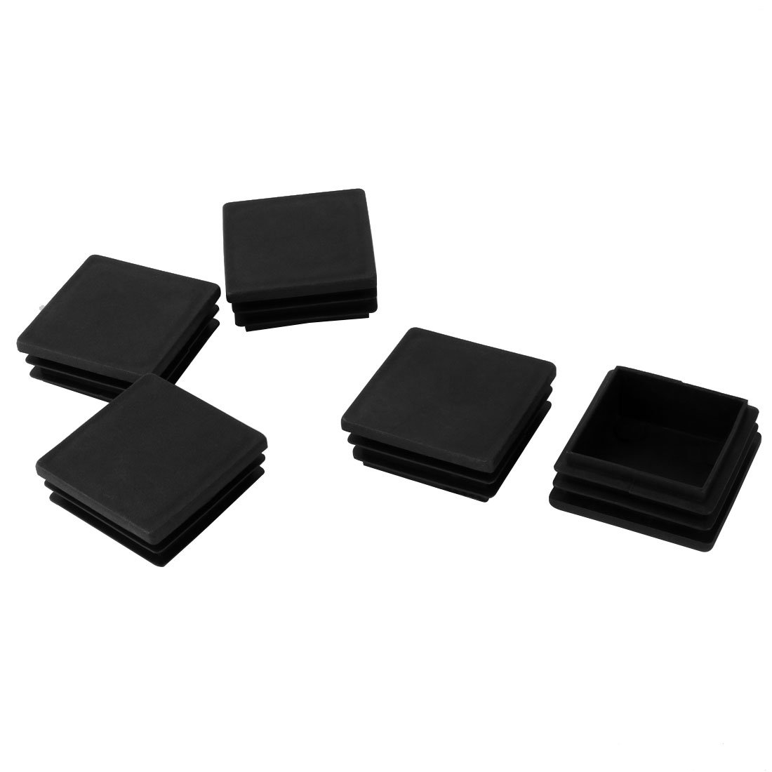Sourcingmap Plastic Square Chair Legs Tubing Tube Pipe End Caps Inserts 45 x 45mm 5pcs Black