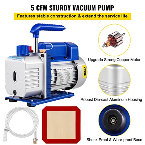 VEVOR Vacuum Pump 7 CFM 1/2HP Dual Stages Air Conditioning Vacuum Pump
