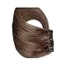 15in Clip-in Medium Brown Remy Hair Extensions - Double Weft Soft Straight Silky Real Hair - 7pcs 70g Tangle Free (#4)
