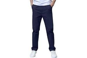 Boys Pants Elastic Waist Trousers Youth Chinos Trousers Pull On Relaxed School Uniform Pants Comfort Twill Pants