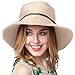 YoungLove Women's Summer Linen Bucket Sun Hat with Wooden Bead, Beige