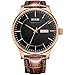 BUREI Men's Simple Classic Wrist Watches Date Day Calendar Brown Calfskin Leather with Black Dial