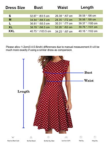 IHOT Women's Vintage Ruffle Floral Flared A Line Swing Casual Cocktail Party Dresses - Thumbnail 6
