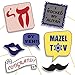 Bar Mitzvah Photo Booth Props - DIY Kit: Banners, Signs, Glasses, Mustaches, Jewish Phrases, Etc - Boy, Scrapbook or Party Favors Idea - Decorations Supplies - 26 pcs for Multiple Booths