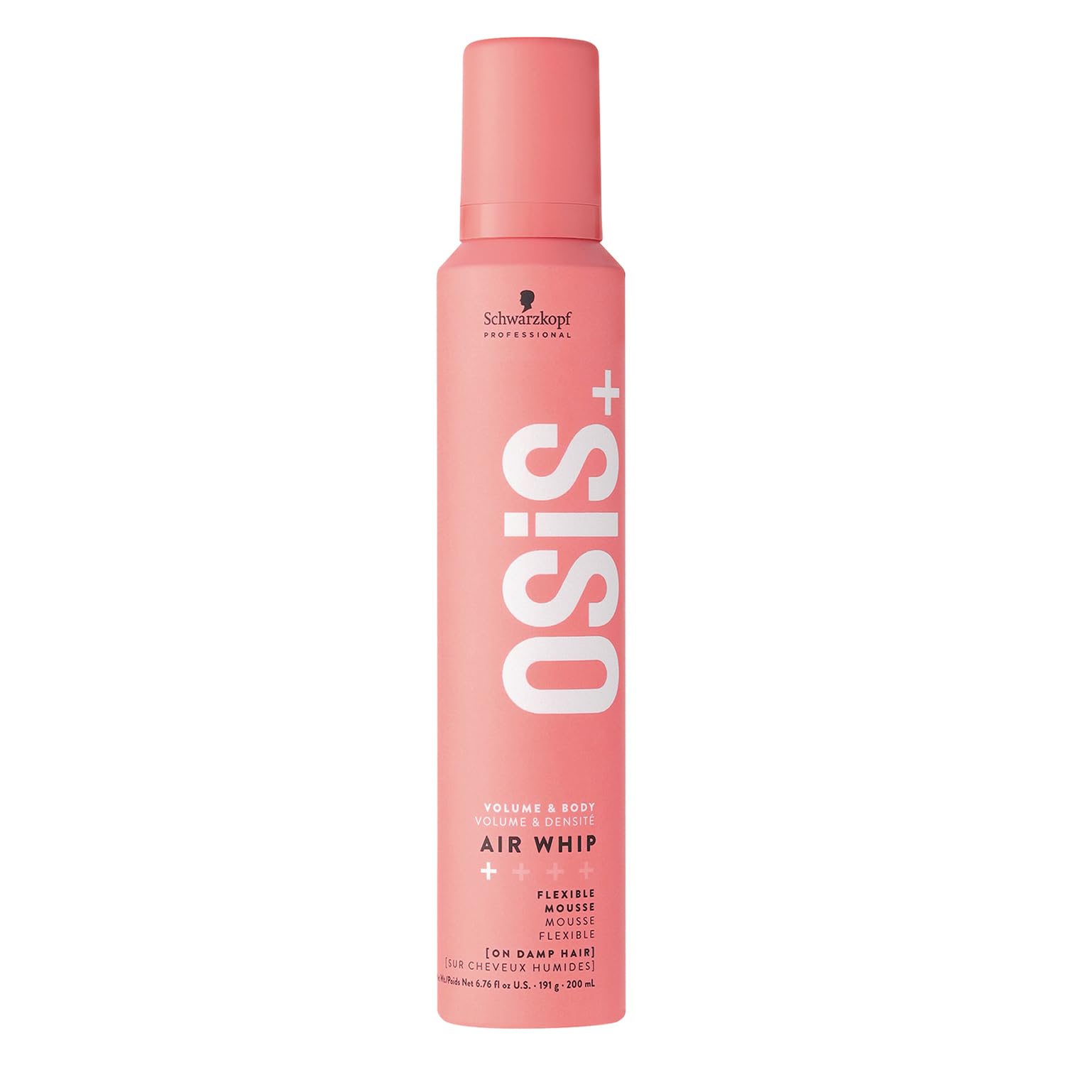 Schwarzkopf Professional OSiS Air Whip Hair Mousse For Straight Wavy Curly Hair Heat Protection Strengthening Caring Formula Moisturizing Light Hold 200 ml