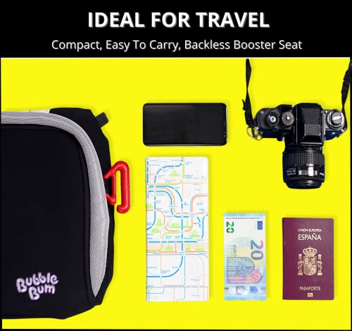 BubbleBum Inflatable Travel Booster Seat for Car, Portable Booster Seat for Car - Backless, Foldable & Narrow Slim Fit -Travel Car Seat for Kids 40-100 lbs - Black