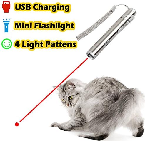 PHOITGA 2 in 1 Multi Function Crazy Chase Cat Chaser Toys and Mini Flashlight, Pet Interactive LED Light, Command Light Training Tools, USB Charging
