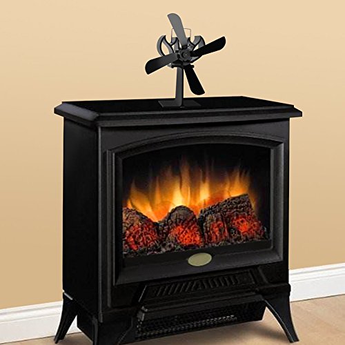 Aneil Fireplace Fan 4-Blades Heating Furnace Distribution Heat Powered Wood Burning Stove Fan Thermo-motive Winter Cold Weather (A)