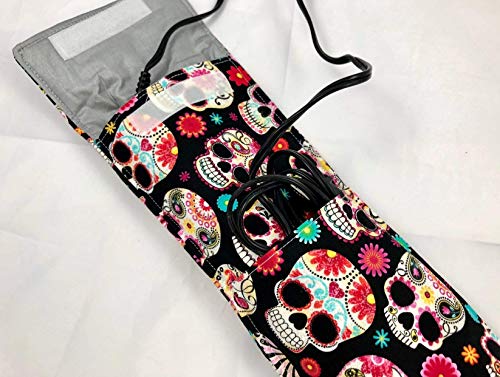 Curling Iron Holder Cover or Flat Iron Case - Sugar Skulls Flower