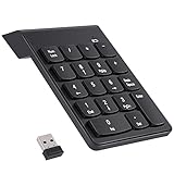 GHB Wireless USB Numeric Keypad Mini Numpad 2.4G USB Number Pad Receiver for Laptop Desktop PC Notebook Black 18 Keys