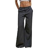 GORGLITTER Women's Dress Pants Low Rise Wide Leg Trousers Business Casual Work Dressy Low Waisted Straight Slacks Pants