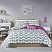 Intelligent Design Cozy Comforter Set Geometric Design Modern All Season Vibrant Color Bedding Set with Matching Sham, Decorative Pillow, Full/Queen, Nadia, Purple 5 Piece