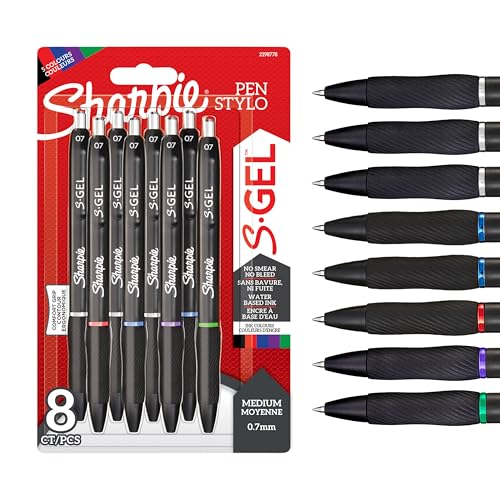 Sharpie S-Gel Gelstifte | mittlere Spitze (0,7 mm) | Gelschreiber in gemischte Farben | 8 Stueck