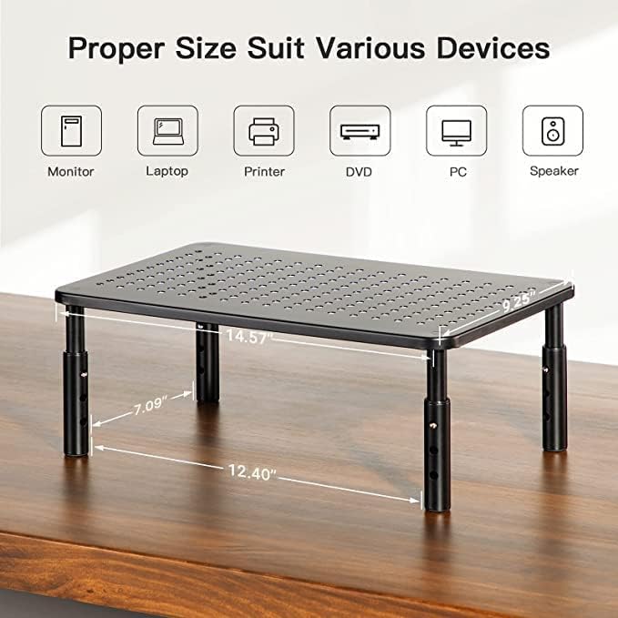HUANUO Monitor Stand, Monitor Stand Riser 3 Height Adjustable, Monitor Riser with Airflow Vents, Laptop Stand for Desk, Laptop Riser, Desk Organizer for Monitor, 15.6